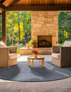 Jill Zarin Malibu Sands Outdoor Collection Area Rug - Pebble (Navy Sky) Round Navy Sky  lifestyle 14