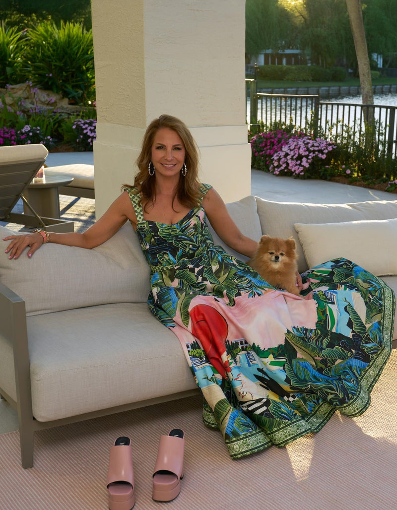 Jill Zarin Sedona Oasis Outdoor Collection Area Rug - Coconino (Pink Roses) Rectangle Pink Roses  lifestyle 9