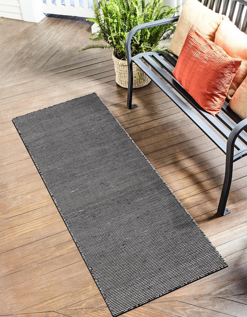Jill Zarin Malibu Sands Outdoor Collection Area Rug - Pebble (Black Sky) Runner Black Sky  lifestyle 3