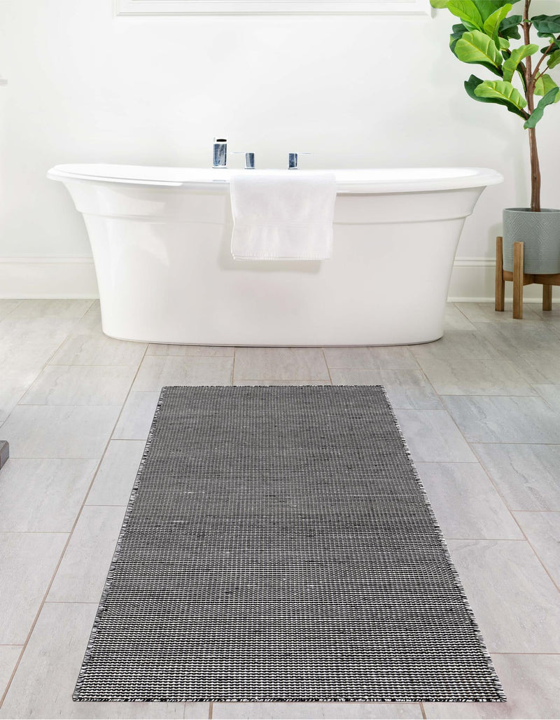 Jill Zarin Malibu Sands Outdoor Collection Area Rug - Pebble (Black Sky) Runner Black Sky  lifestyle 10