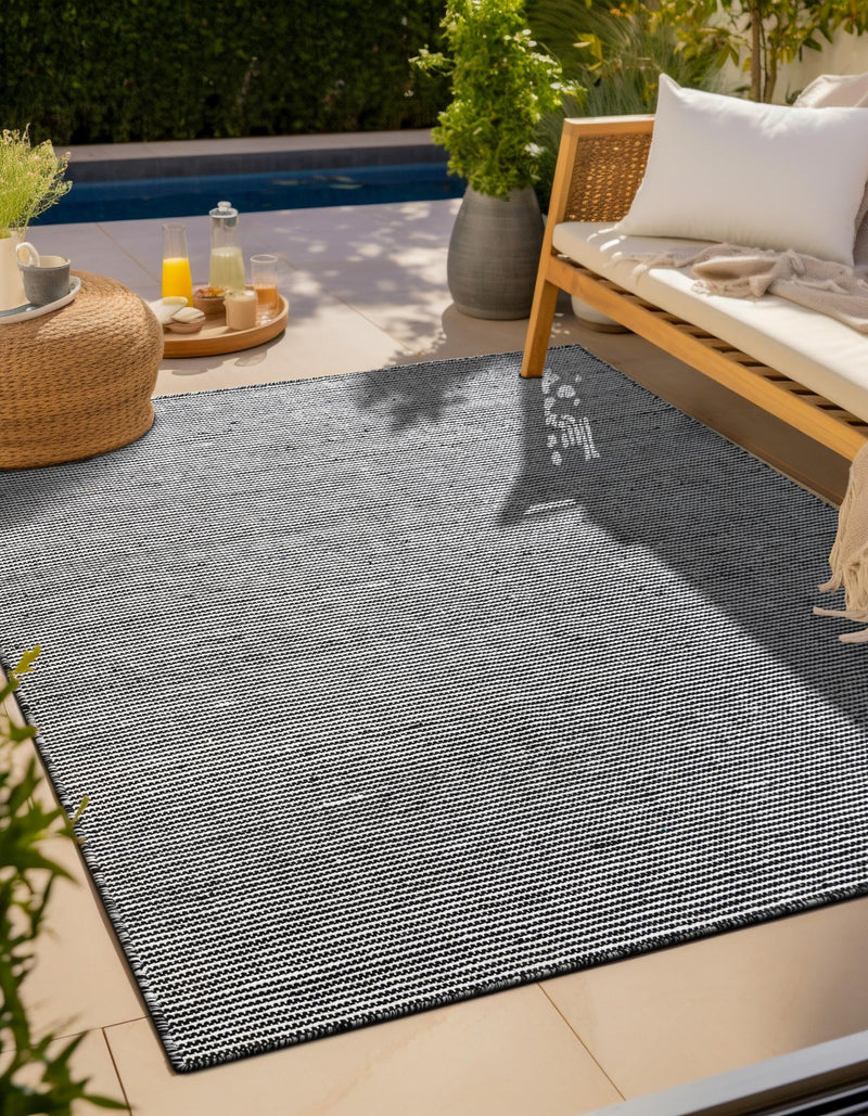 Jill Zarin Malibu Sands Outdoor Collection Area Rug - Pebble (Black Sky) Square Black Sky  lifestyle 4