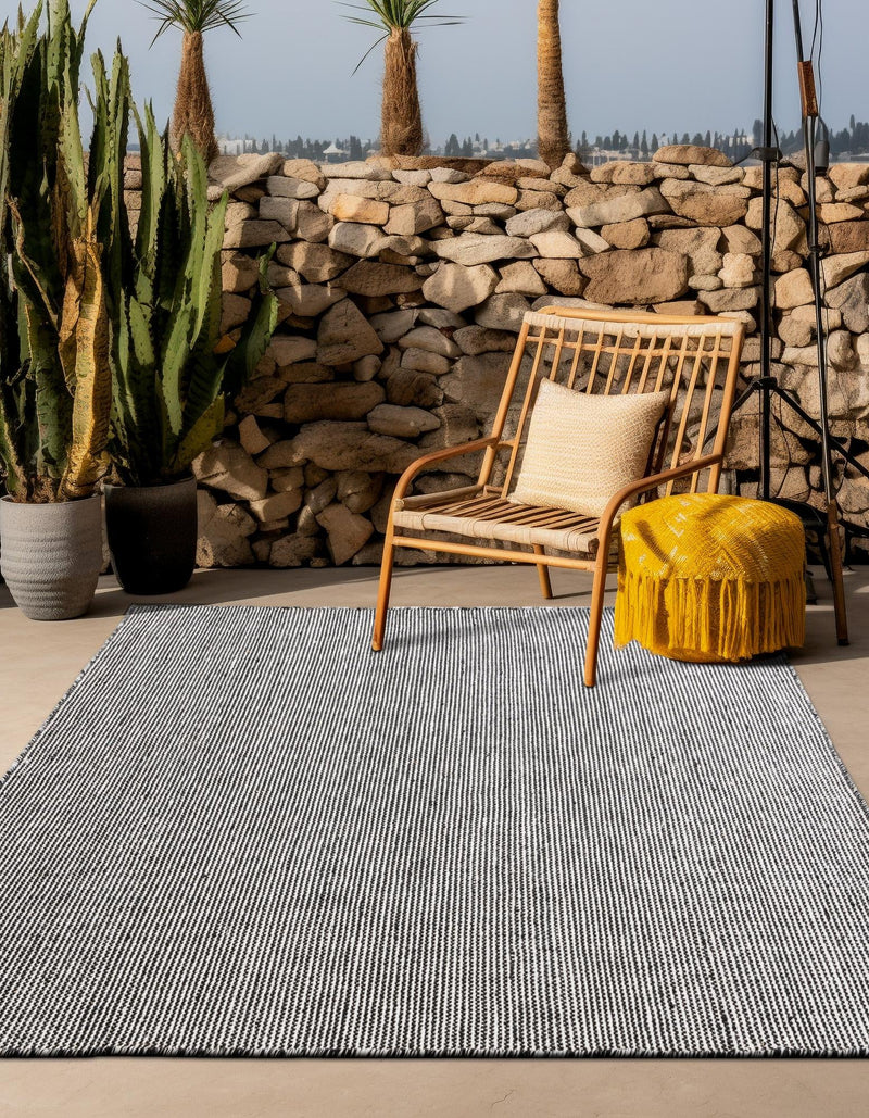 Jill Zarin Malibu Sands Outdoor Collection Area Rug - Pebble (Black Sky) Square Black Sky  lifestyle 8