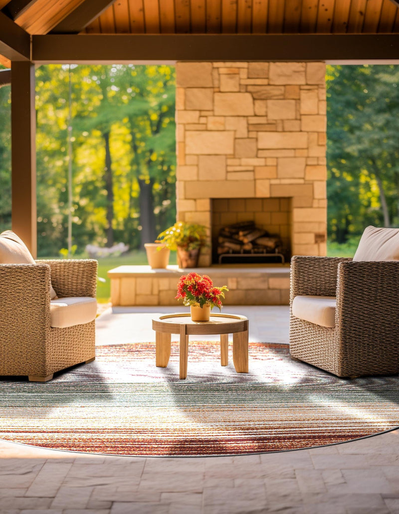 Urban Terrace Collection Area Rug -  Corsica Round Multi  lifestyle 24