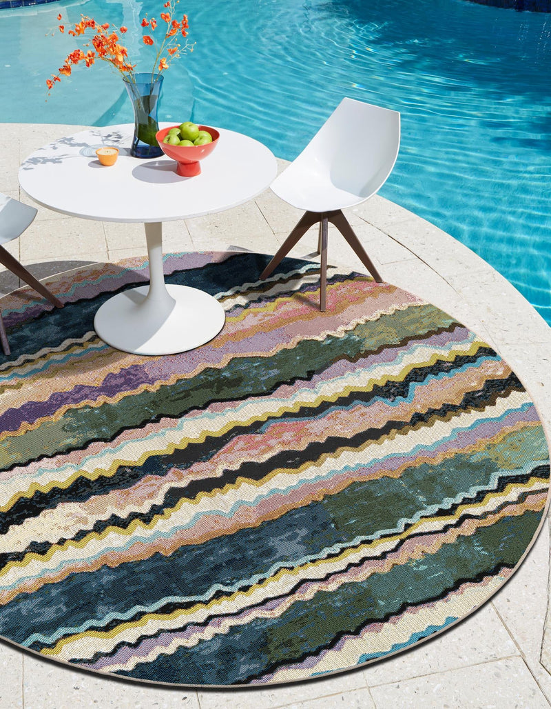 Urban Terrace Collection Area Rug -  Capri Round Multi  lifestyle 13