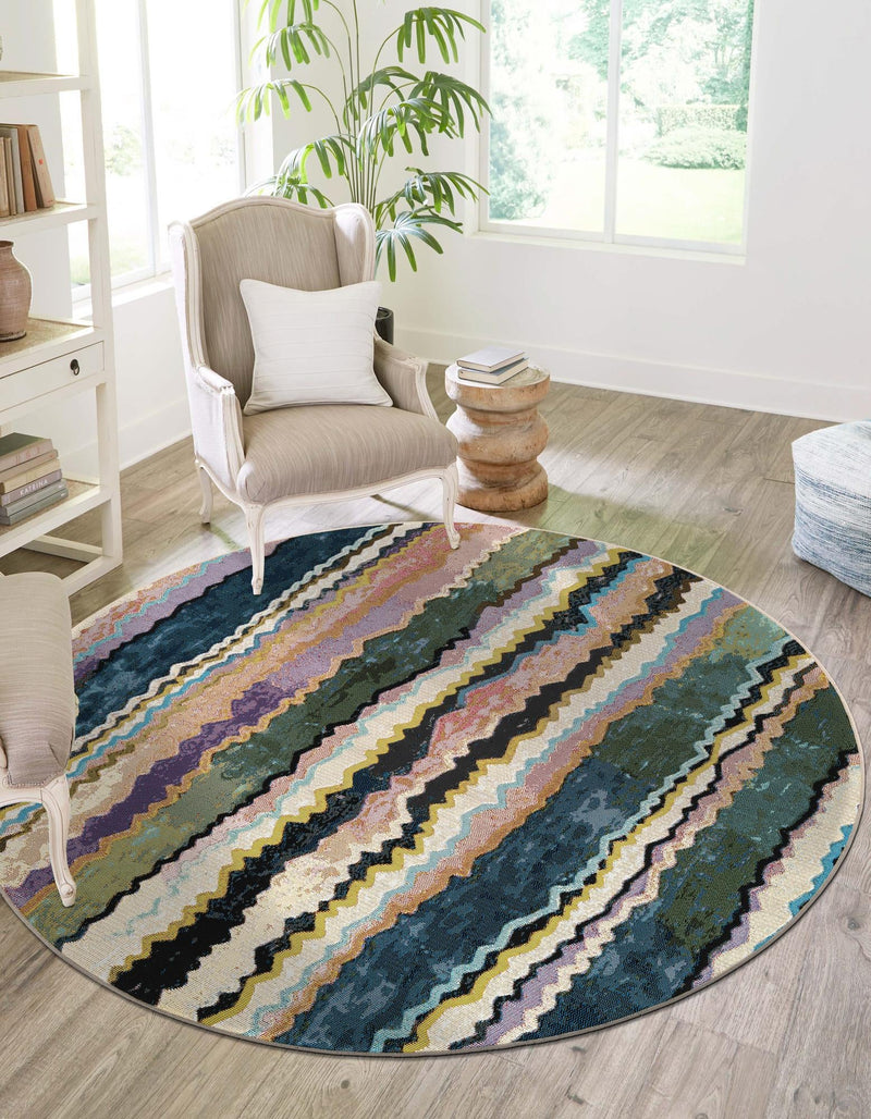 Urban Terrace Collection Area Rug -  Capri Round Multi  lifestyle 16