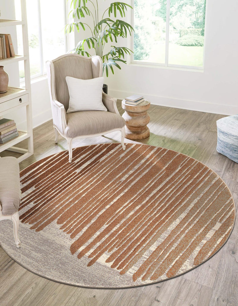 Urban Terrace Collection Area Rug -  Balcony Round Beige Brown  lifestyle 27
