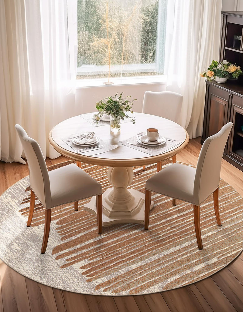 Urban Terrace Collection Area Rug -  Balcony Round Beige Brown  lifestyle 35