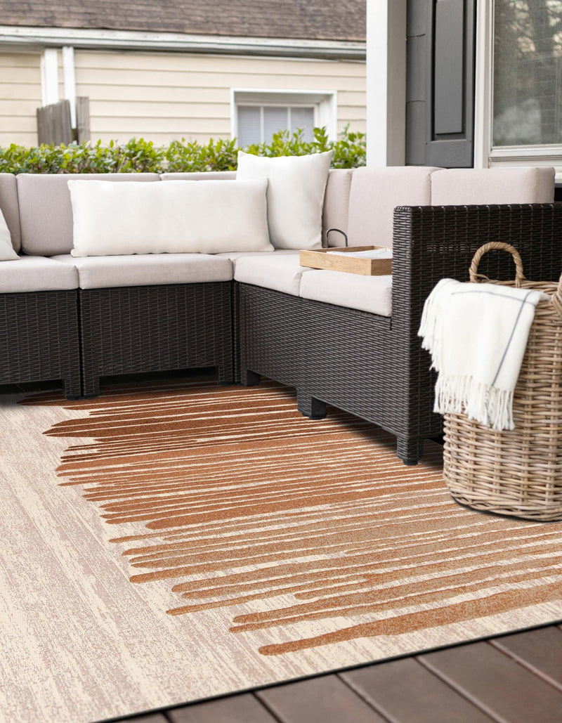 Urban Terrace Collection Area Rug -  Balcony Square Beige Brown  lifestyle 27