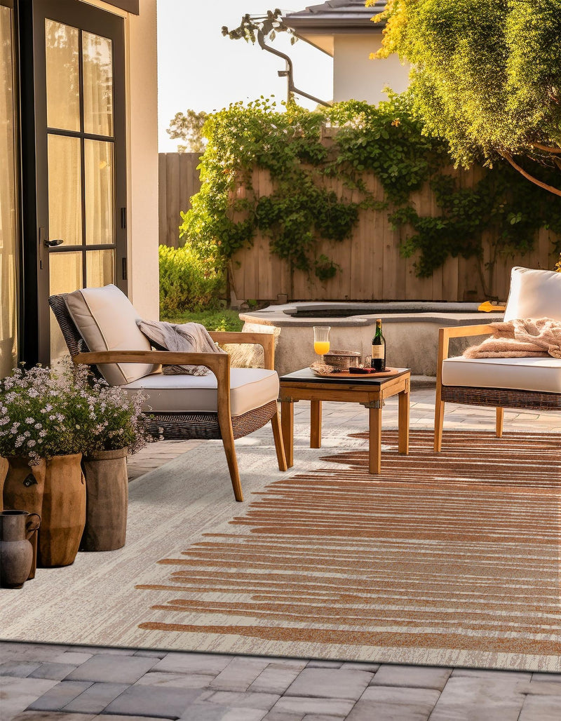 Urban Terrace Collection Area Rug -  Balcony Square Beige Brown  lifestyle 31