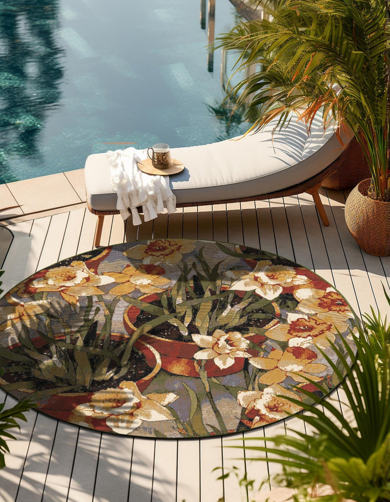 Garden Terrace Escape Collection Area Rug - Eden Round Multi  lifestyle 25