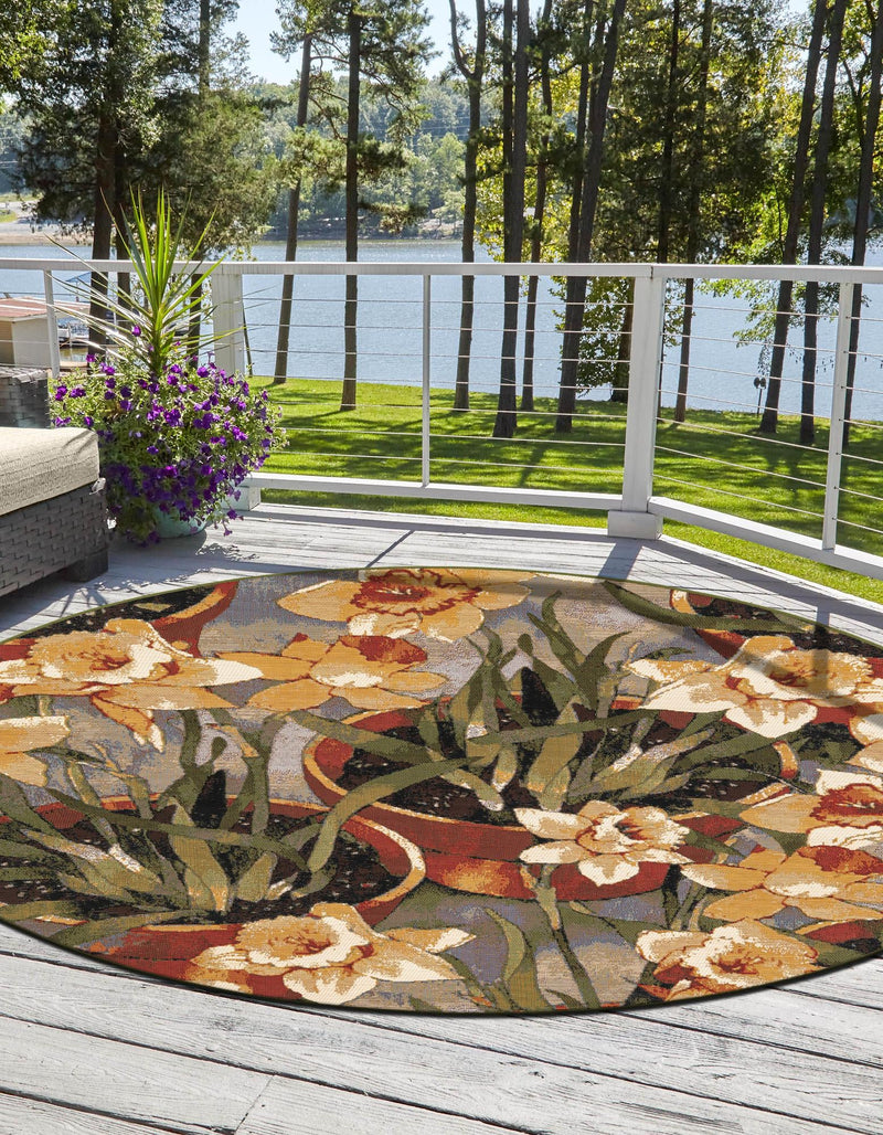 Garden Terrace Escape Collection Area Rug - Eden Round Multi  lifestyle 37