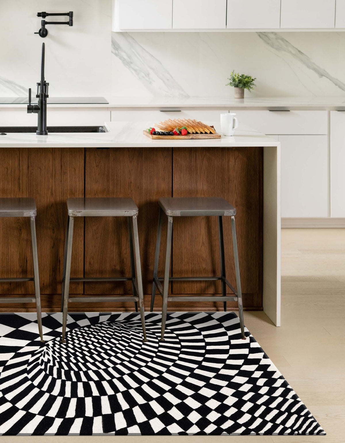 Cyclone Wool Collection Area Rug - Tornado Rectangle Black and White  lifestyle 6