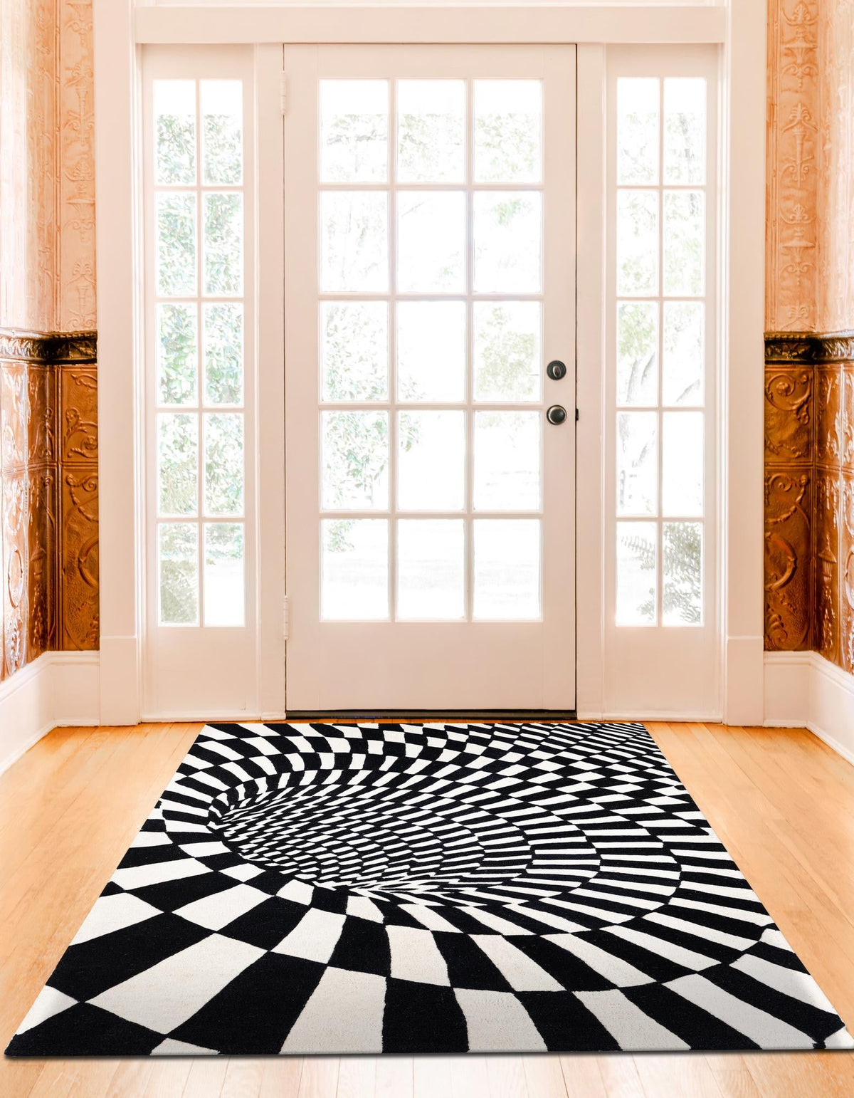 Cyclone Wool Collection Area Rug - Tornado Rectangle Black and White  lifestyle 7