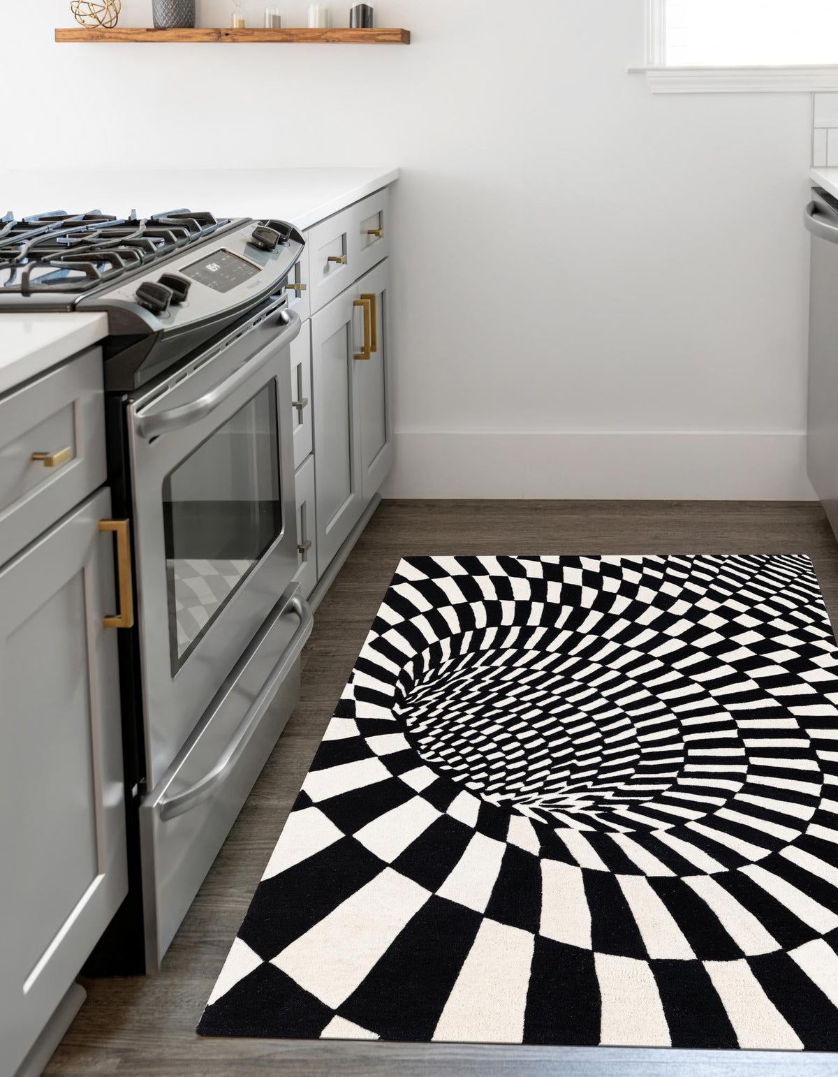 Cyclone Wool Collection Area Rug - Tornado Rectangle Black and White  lifestyle 9