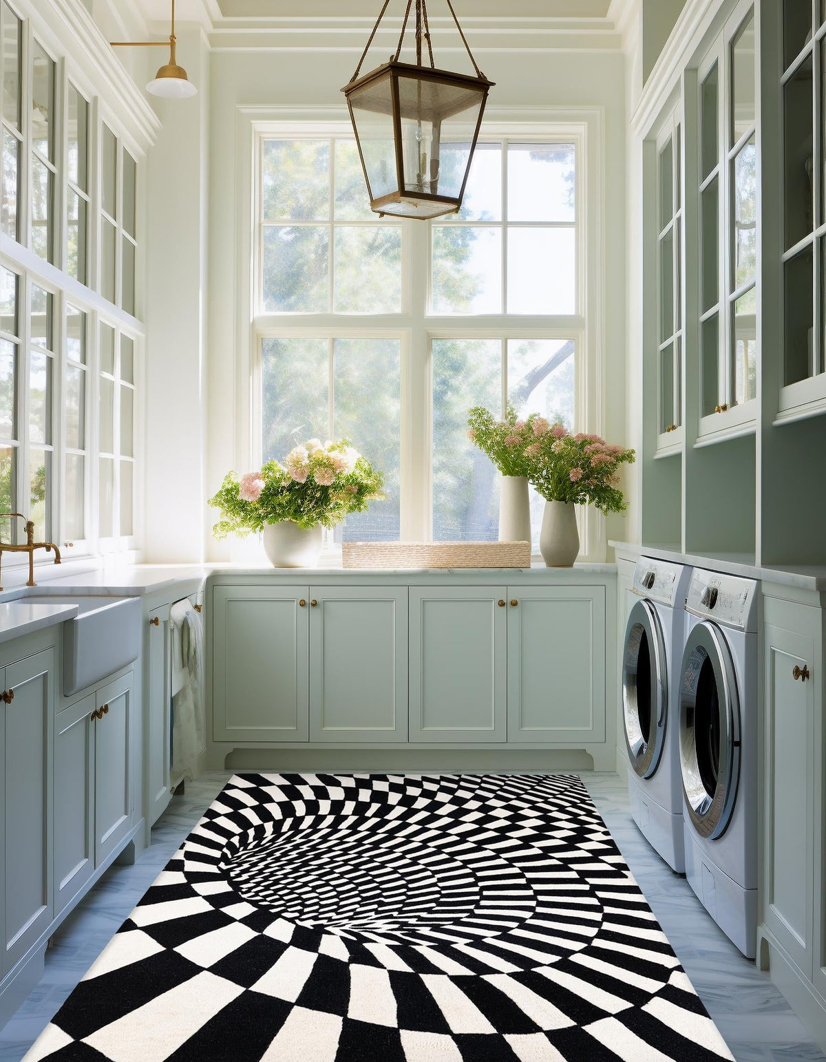 Cyclone Wool Collection Area Rug - Tornado Rectangle Black and White  lifestyle 10
