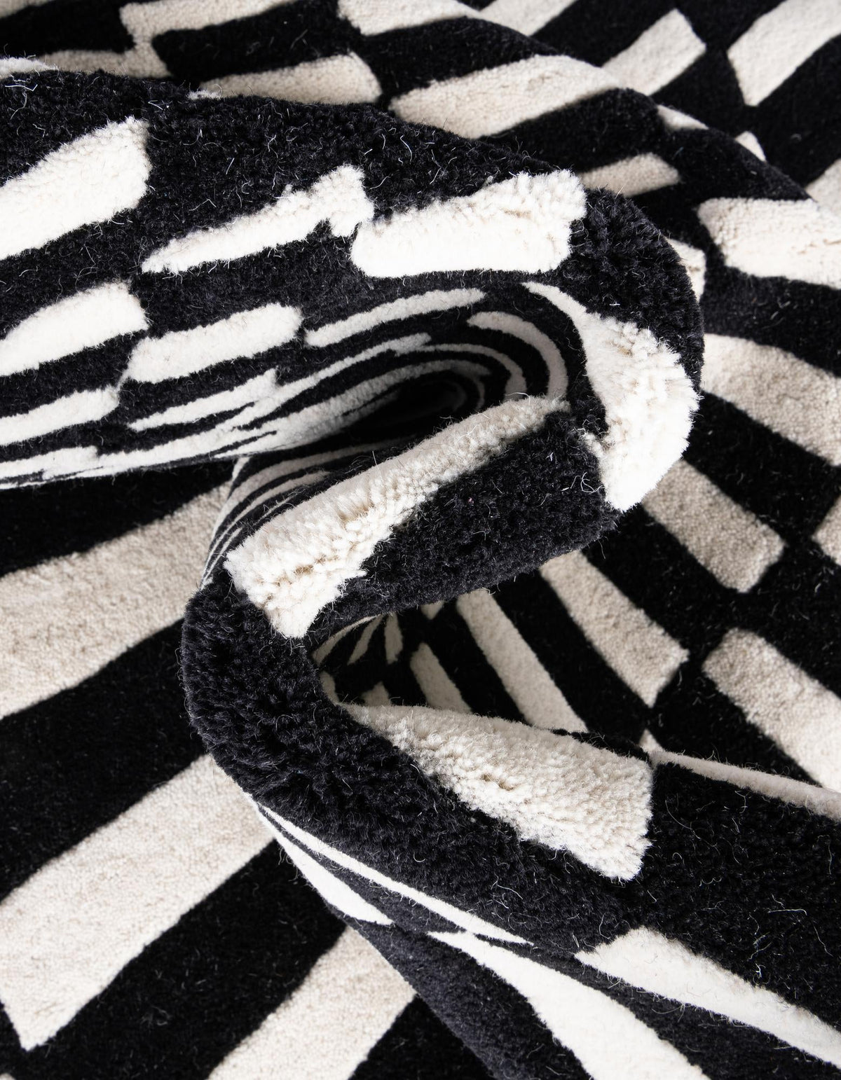 Cyclone Wool Collection Area Rug - Tornado Rectangle Black and White  lifestyle 15