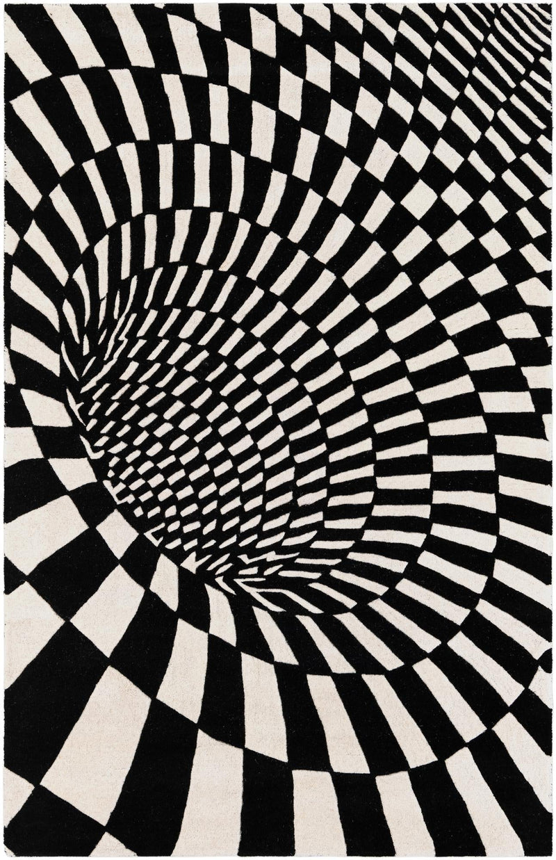 Cyclone Wool Collection Area Rug - Tornado Rectangle Black and White  lifestyle 3