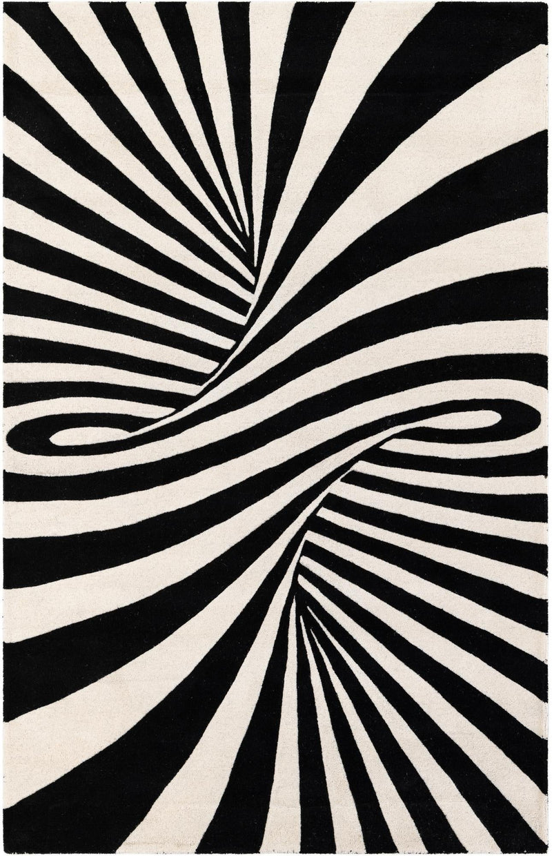 Cyclone Wool Collection Area Rug -  Maelstrom Rectangle Black and White  lifestyle 4