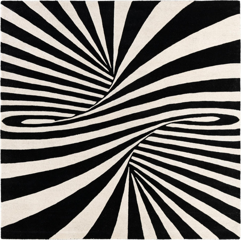 Cyclone Wool Collection Area Rug -  Maelstrom Square Black and White  lifestyle 38