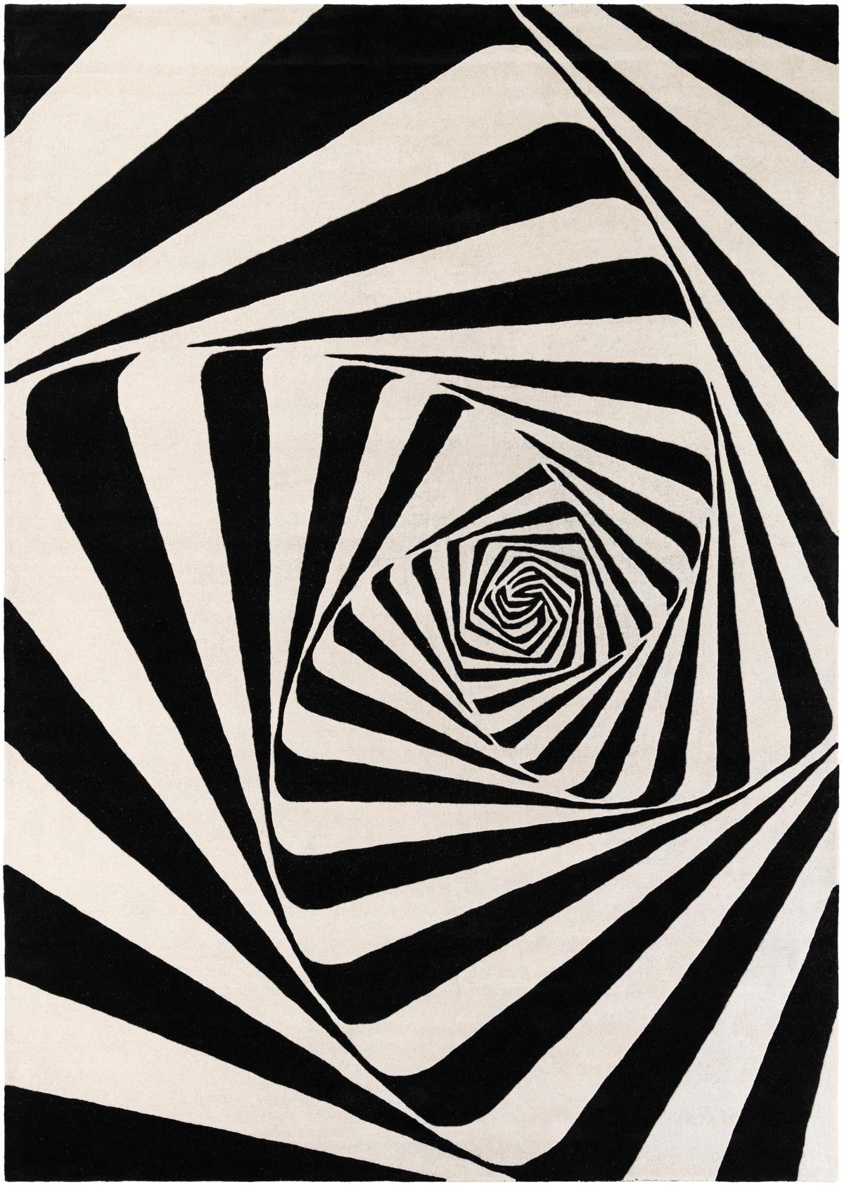 Cyclone Wool Collection Area Rug -  Twister Rectangle Black and White  lifestyle 2