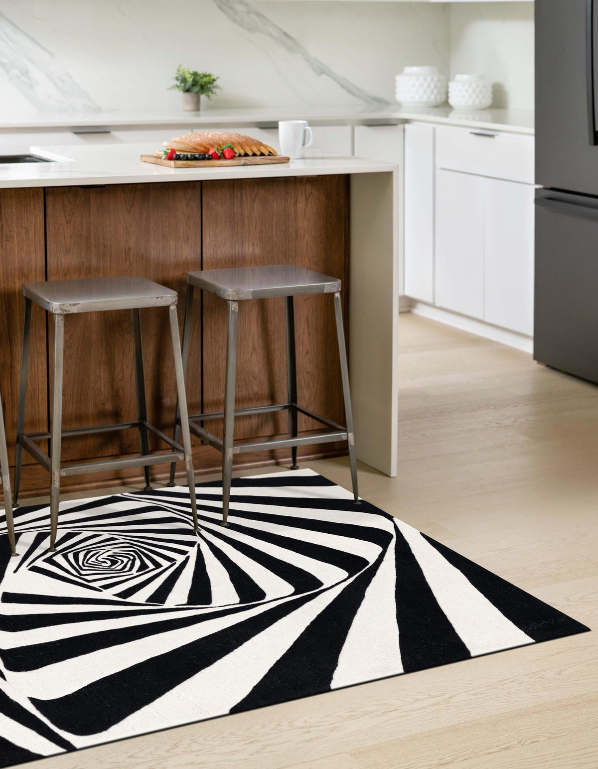 Cyclone Wool Collection Area Rug -  Twister Rectangle Black and White  lifestyle 9