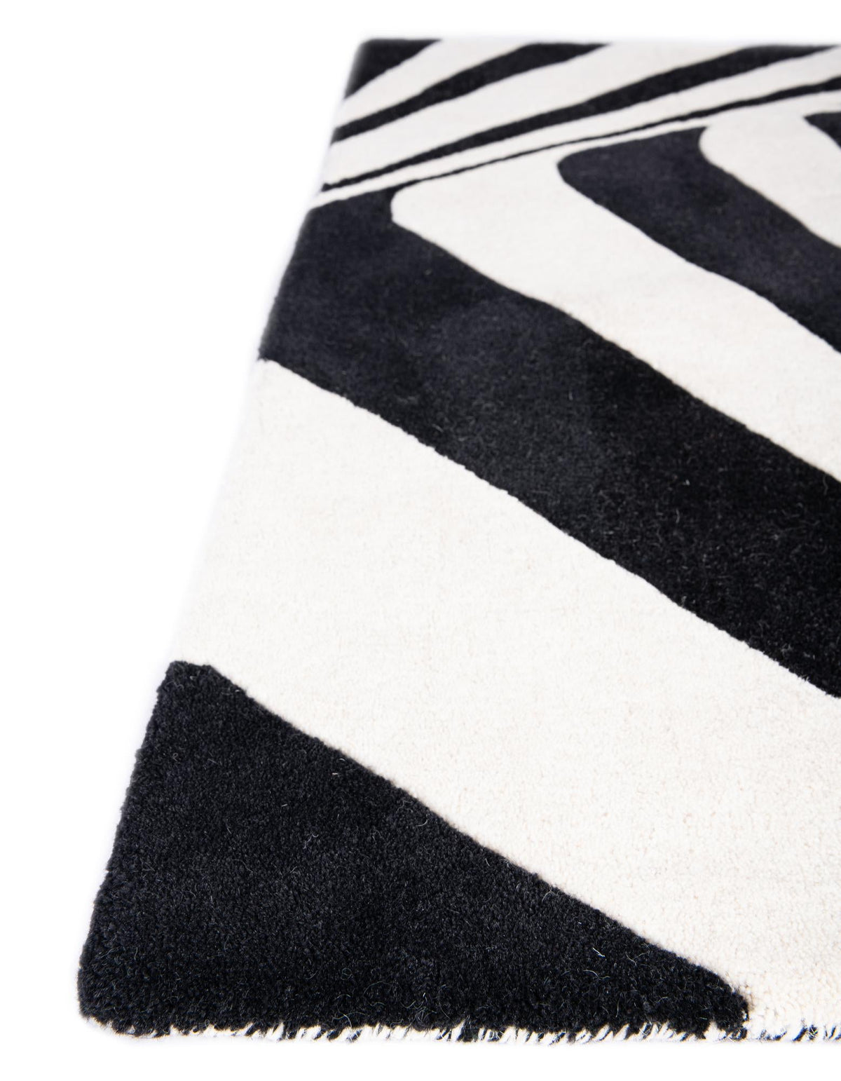 Cyclone Wool Collection Area Rug -  Twister Rectangle Black and White  lifestyle 14