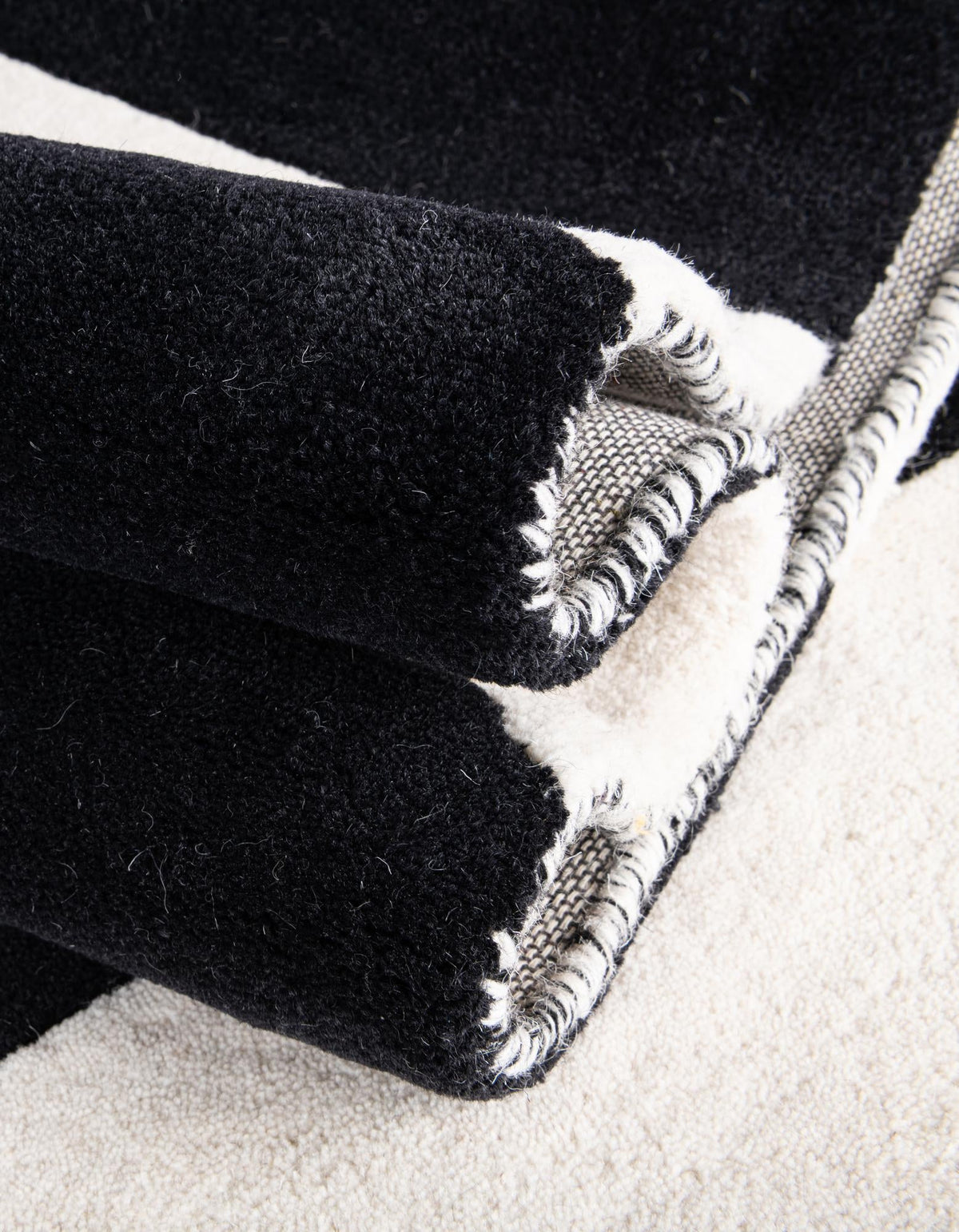 Cyclone Wool Collection Area Rug -  Twister Rectangle Black and White  lifestyle 20