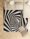 Cyclone Wool Collection Area Rug -  Twister Square Black and White  lifestyle 28
