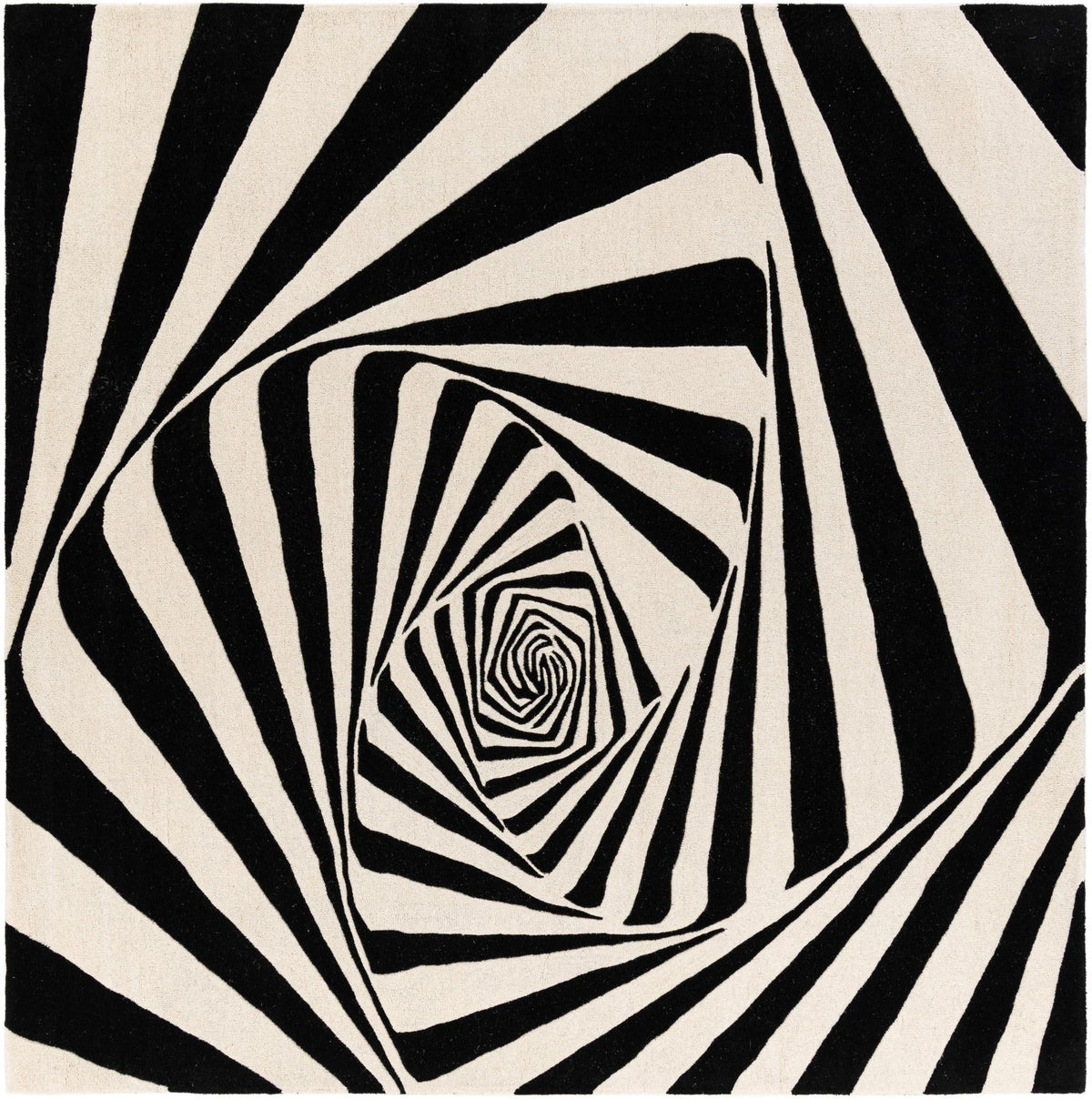 Cyclone Wool Collection Area Rug -  Twister Square Black and White  lifestyle 40