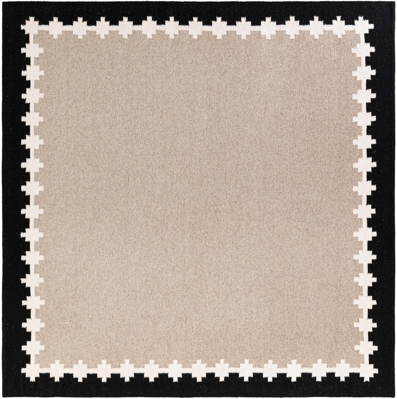 Caspian Wool Collection Area Rug - Baku Square Black and Gray  lifestyle 34
