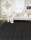Cobbled Wool Collection Area Rug - Cobbles Rectangle Black  lifestyle 14