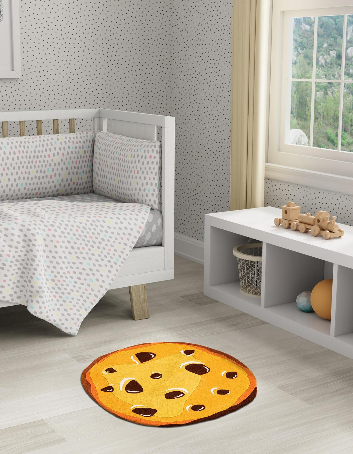 Whimsy Wonders Wool Collection Area Rug -  Lagoon Round Light Brown  lifestyle 5