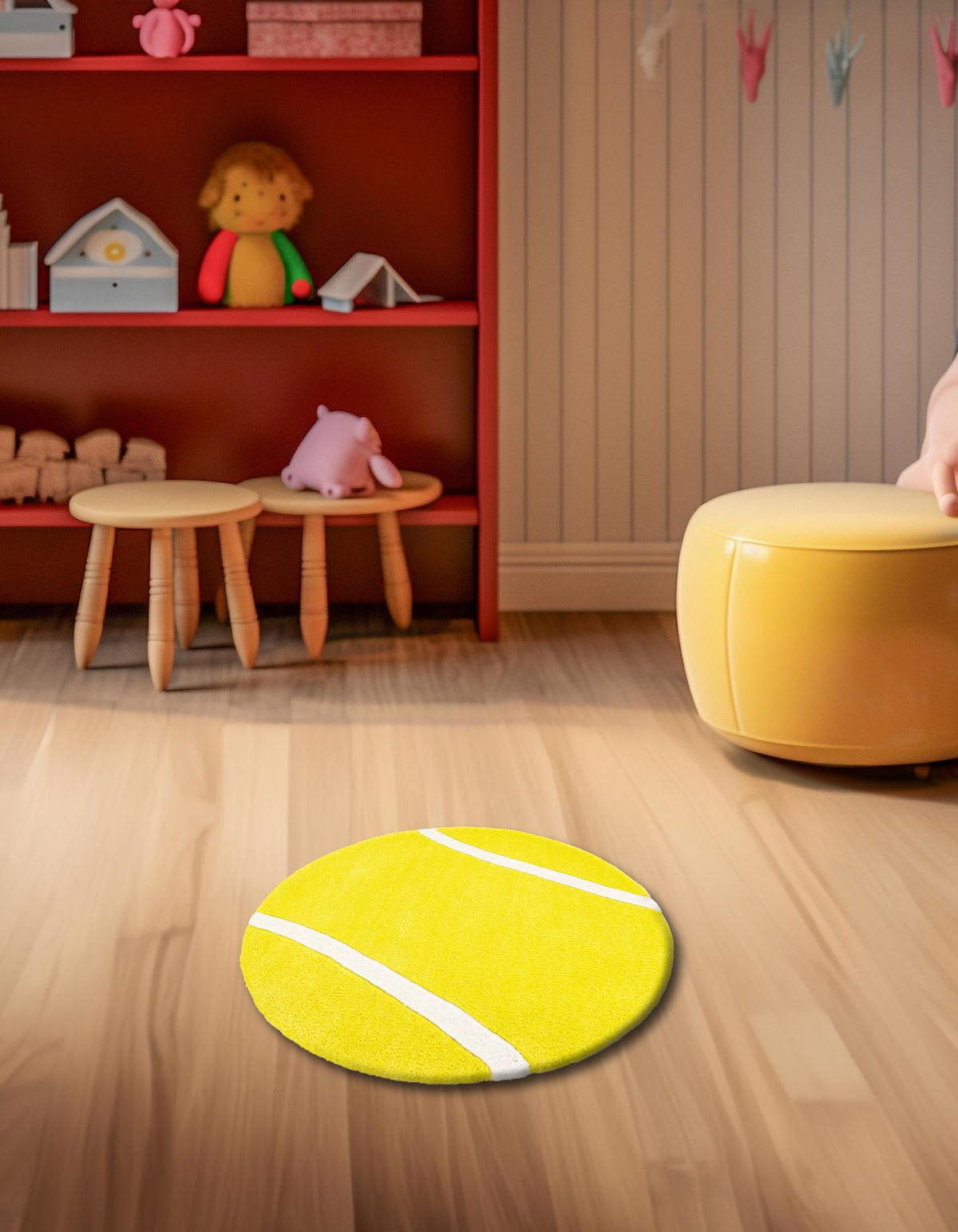 Whimsy Wonders Wool Collection Area Rug -  Tundra Round Yellow  lifestyle 3