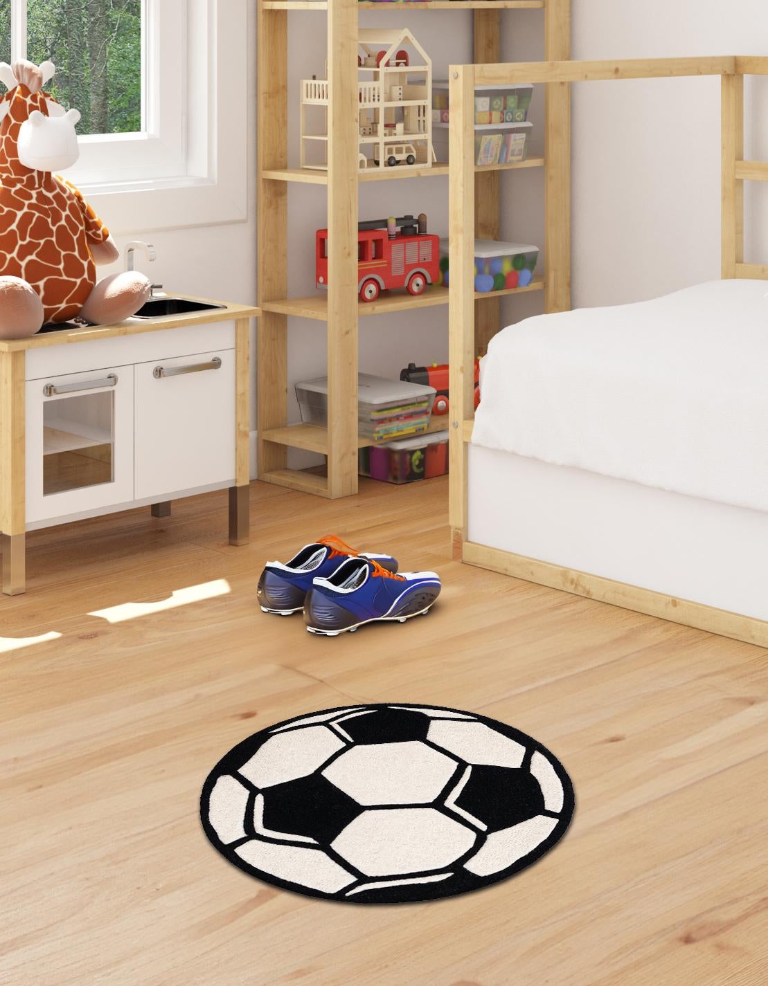 Whimsy Wonders Wool Collection Area Rug -  Volcano Round Black and White  lifestyle 2