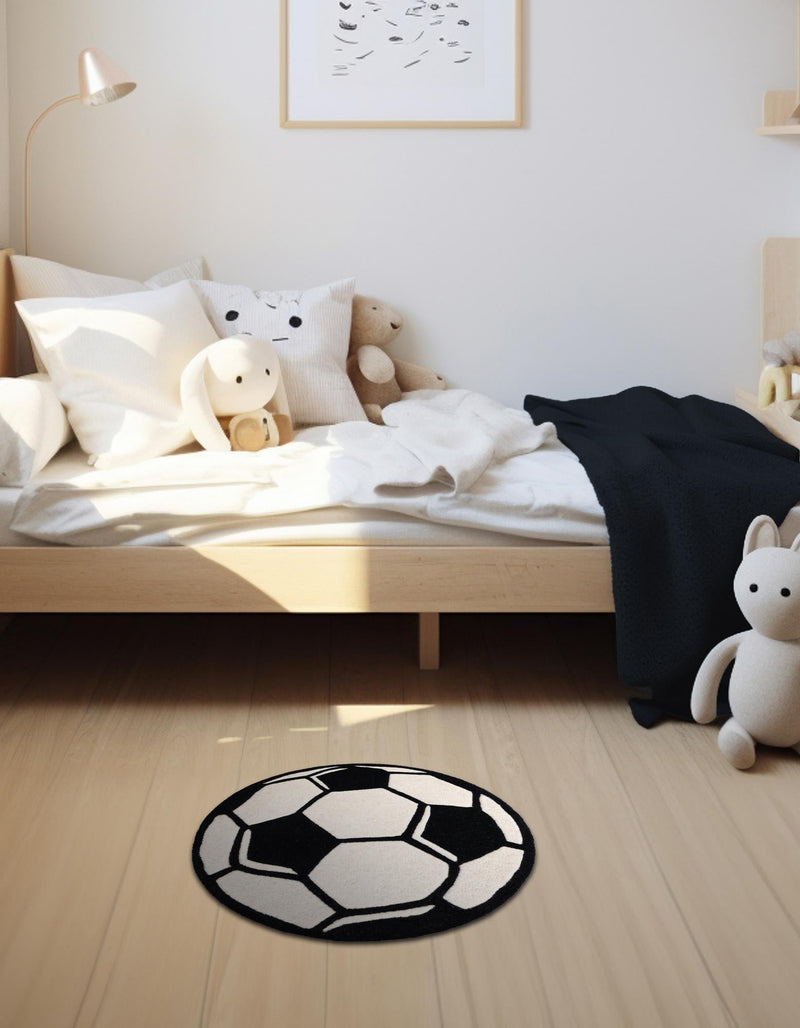 Whimsy Wonders Wool Collection Area Rug -  Volcano Round Black and White  lifestyle 3