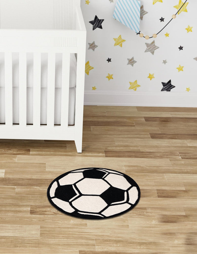 Whimsy Wonders Wool Collection Area Rug -  Volcano Round Black and White  lifestyle 4