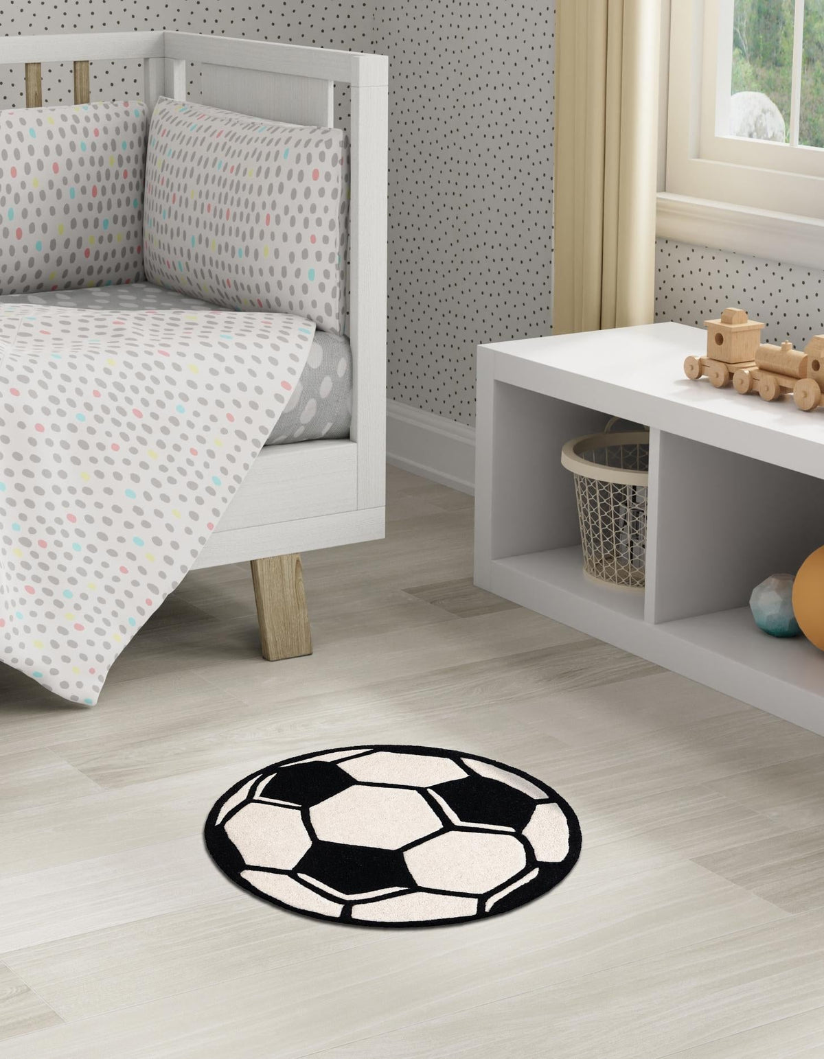 Whimsy Wonders Wool Collection Area Rug -  Volcano Round Black and White  lifestyle 5