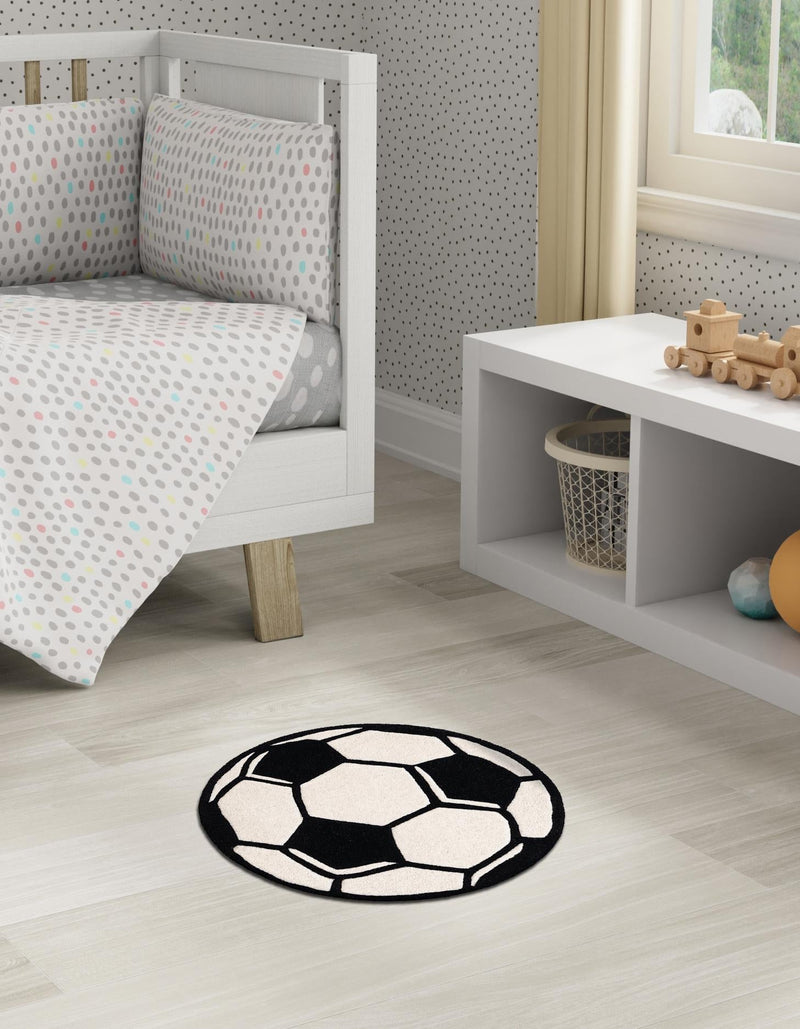 Whimsy Wonders Wool Collection Area Rug -  Volcano Round Black and White  lifestyle 5