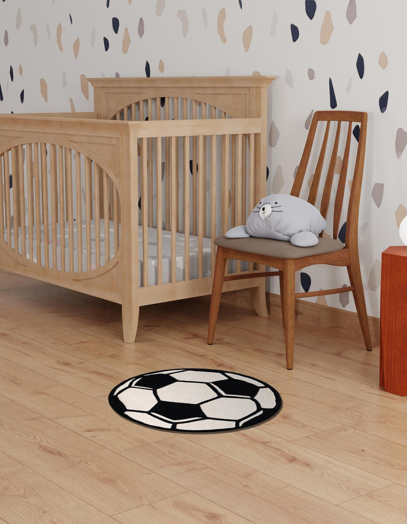 Whimsy Wonders Wool Collection Area Rug -  Volcano Round Black and White  lifestyle 10