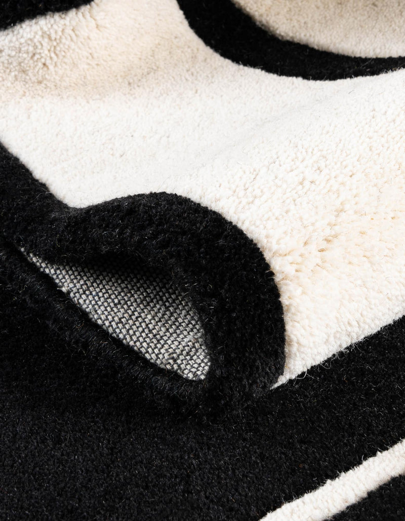 Whimsy Wonders Wool Collection Area Rug -  Volcano Round Black and White  lifestyle 13