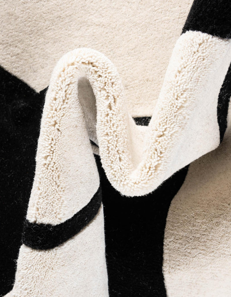 Whimsy Wonders Wool Collection Area Rug -  Volcano Round Black and White  lifestyle 15