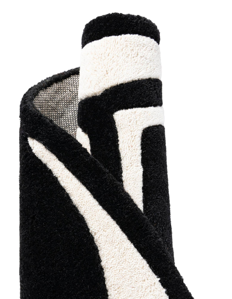 Whimsy Wonders Wool Collection Area Rug -  Volcano Round Black and White  lifestyle 17