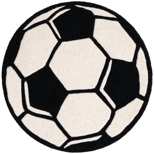 Whimsy Wonders Wool Collection Area Rug -  Volcano Round Black and White Main