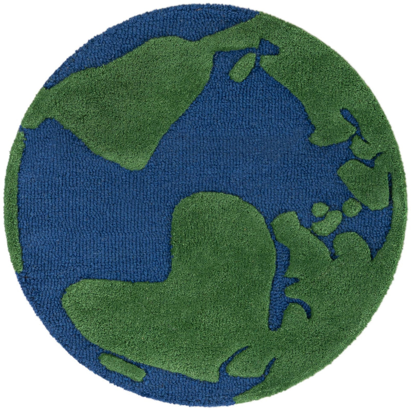 Whimsy Wonders Wool Collection Area Rug -  Island Round Blue and Green  lifestyle 3