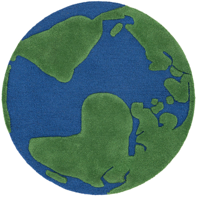 Whimsy Wonders Wool Collection Area Rug -  Island Round Blue and Green  lifestyle 2