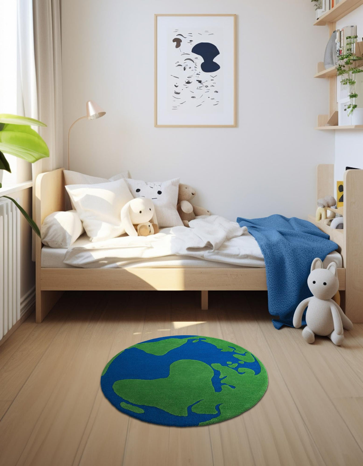 Whimsy Wonders Wool Collection Area Rug -  Island Round Blue and Green  lifestyle 3