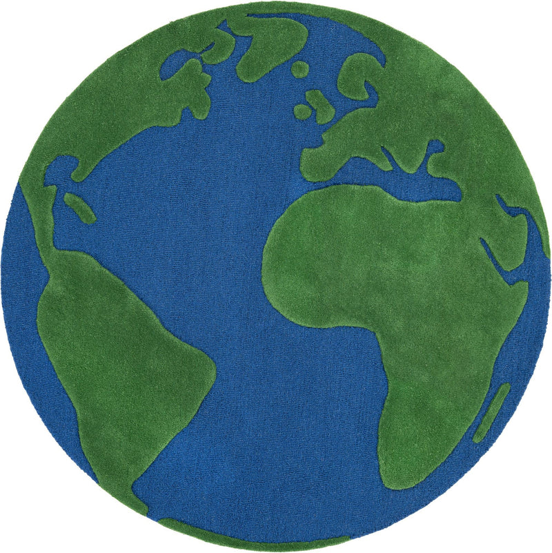Whimsy Wonders Wool Collection Area Rug -  Island Round Blue and Green  lifestyle 4