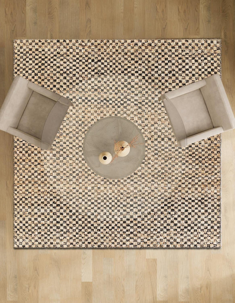 Plaid Savannah Collection Area Rug - Charleston Square Black and Natural  lifestyle 27