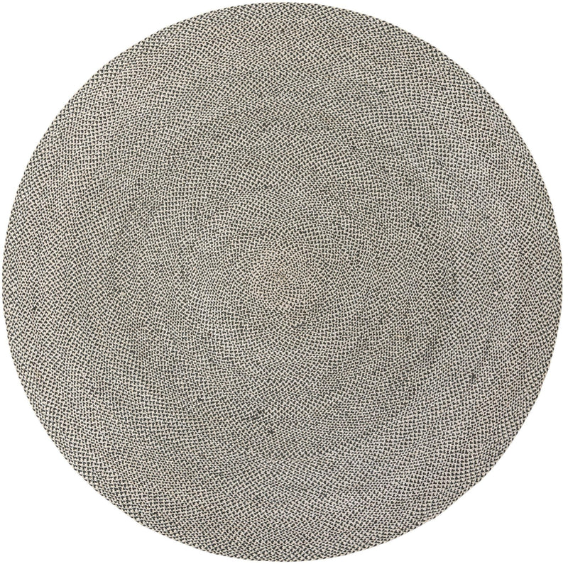 Highland Woven Jute Collection Area Rug - Glenmore (Gray) Round Gray  lifestyle 13