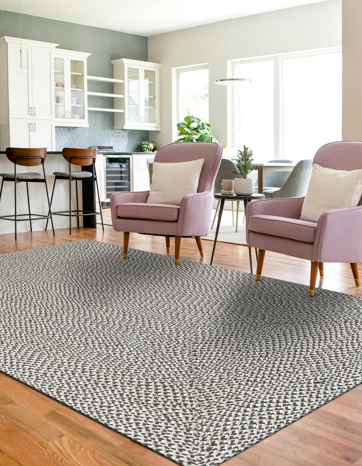 Highland Woven Jute Collection Area Rug - Glenmore (Gray) Rectangle Gray  lifestyle 2
